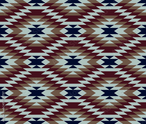 Tribal and ethnic pattern multicolored geometric triangle, seamless vector background for textile, fabric