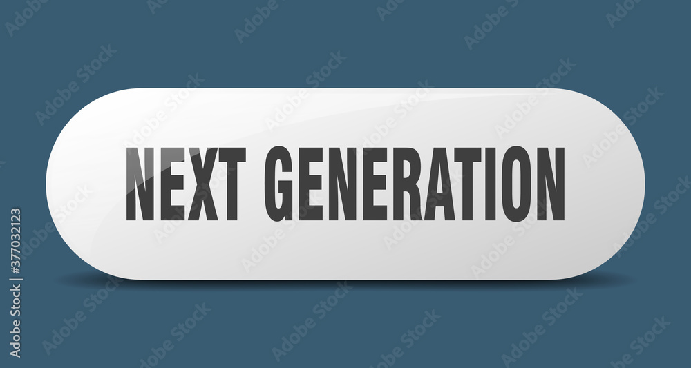 next generation button. sticker. banner. rounded glass sign