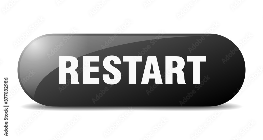 restart button. sticker. banner. rounded glass sign restart button. sticker. banner. rounded glass sign