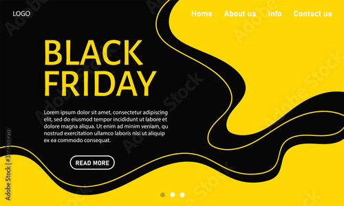 Black Friday. Abstract website template for goods and services, super discounts. Universal background for posters, banners, flyers, postcards, special offers, advertisement. Vector stock illustration