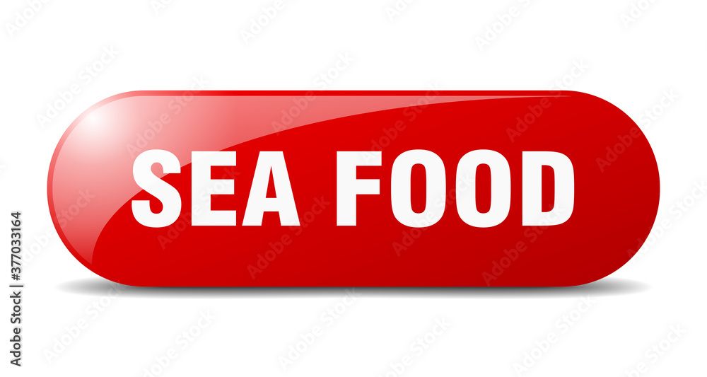 sea food button. sticker. banner. rounded glass sign