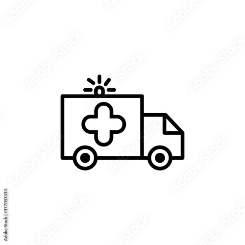 Ambulance icon with outline style vector for your web design, logo, UI. illustration