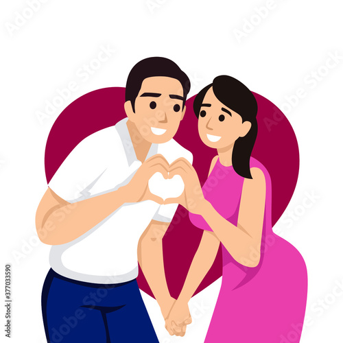 Couple in love. Man and woman embracing each other affectionately. Characters for the feast of Saint Valentine. Vector illustration in cartoon style