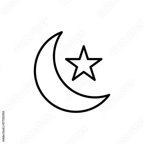 half moon and star of Ramadan fasting icon outline style