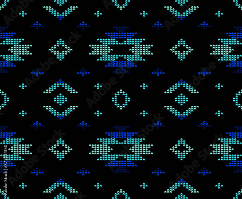 Tribal ethnic geometric pattern seamless in pixel style in vector for fashion