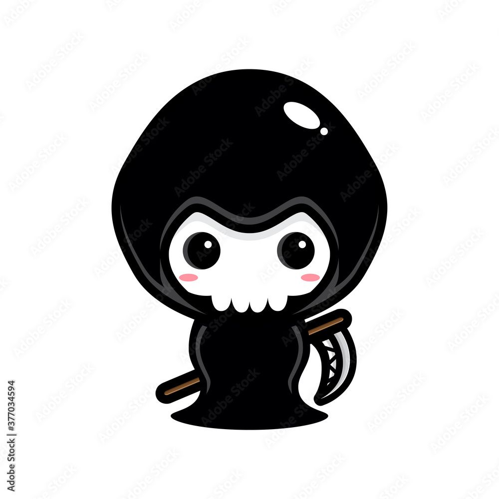 cartoon cute grim reaper vector design