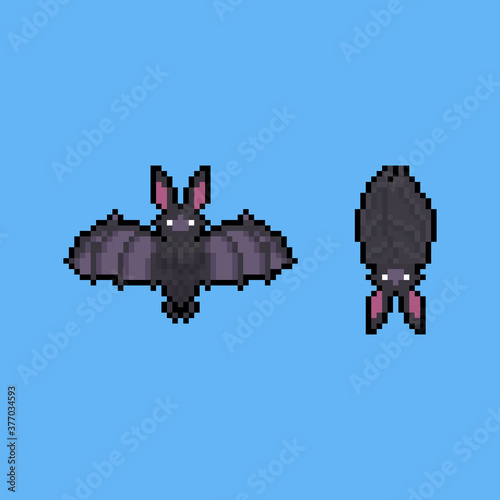 Pixel art cartoon bat character.