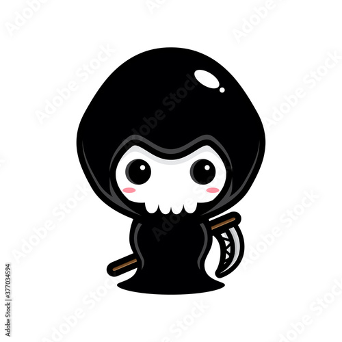 cartoon cute grim reaper vector design