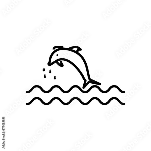 Dolphin, jumping, sea icon with outline stylefor your web design, logo, UI. illustration photo