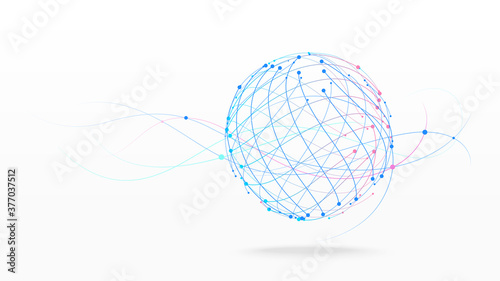 Futuristic globe data network elements background photo