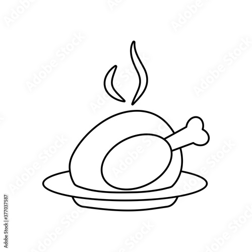 hot roasted chicken icon, line style