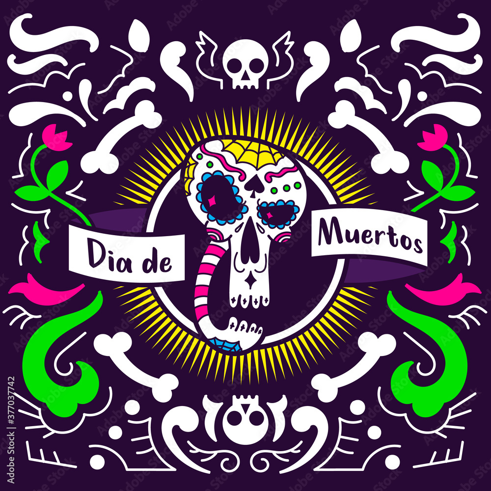 Vector Dia de Los Muertos, Day of the Dead or Mexico Halloween illustration