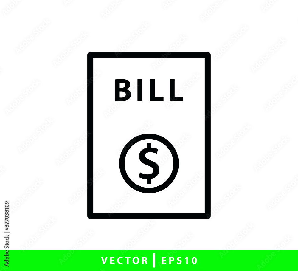 Bill icon vector flat style illustration Bill icon vector flat style illustration
