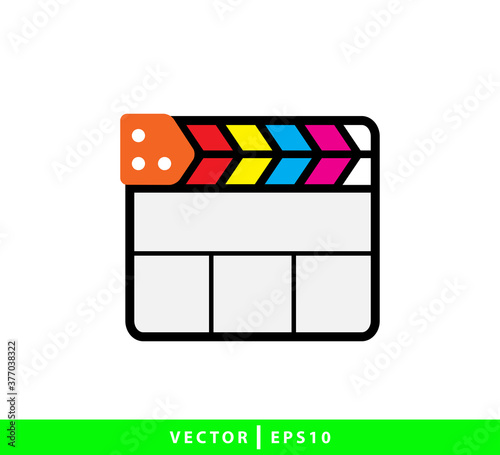 Clapper board icon flat style illustration