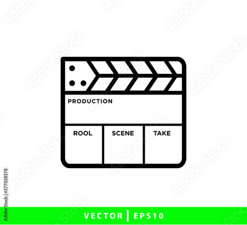 Clapper board icon flat style illustration
