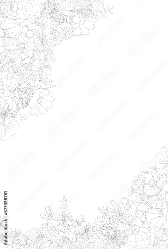 シンプルライン 線画 ナチュラル 美しい線画のボタニカル背景素材 Simple Line Line Art Botanical Flower Black Texture Simple Beautiful Natural Stock Illustration Adobe Stock