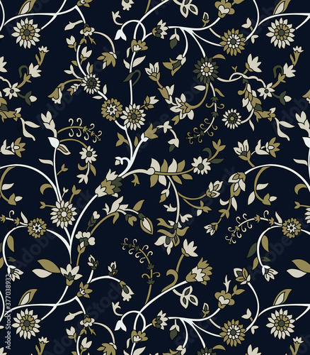 traditional Indian paisley pattern on-black   background