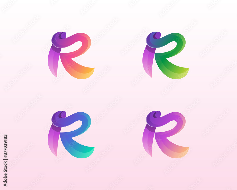 Abstract colorful letter R logo variations Abstract colorful letter R logo variations