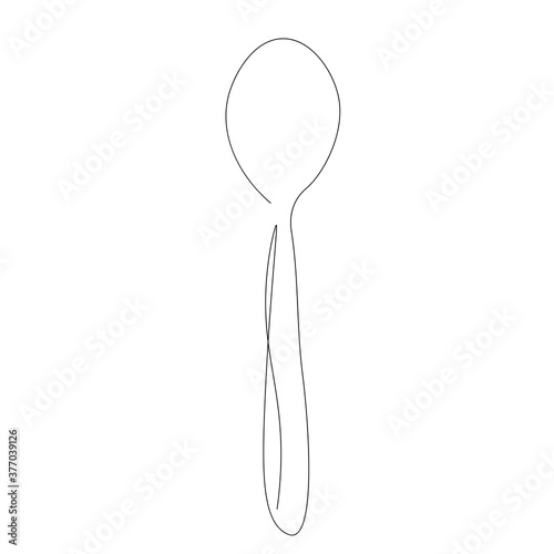 Spoon and plate one line drawing on white background vector illustration