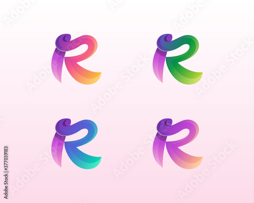 Abstract colorful letter R logo variations