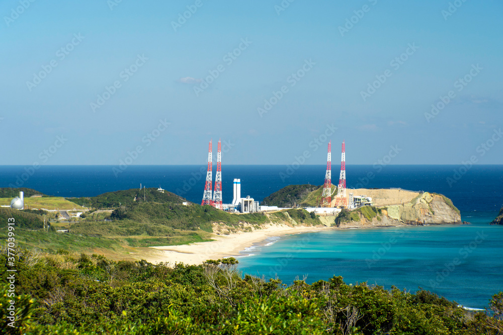 Εκτύπωση καμβά 鹿児島県　種子島の種子島宇宙センターのロケットの丘展望所からの眺め