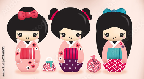 Cute kokeshi doll