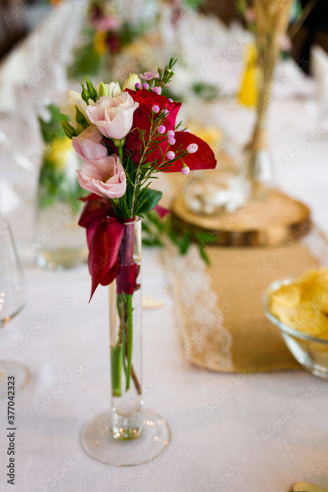Flowers on the wedding table. Flowers on the wedding table.