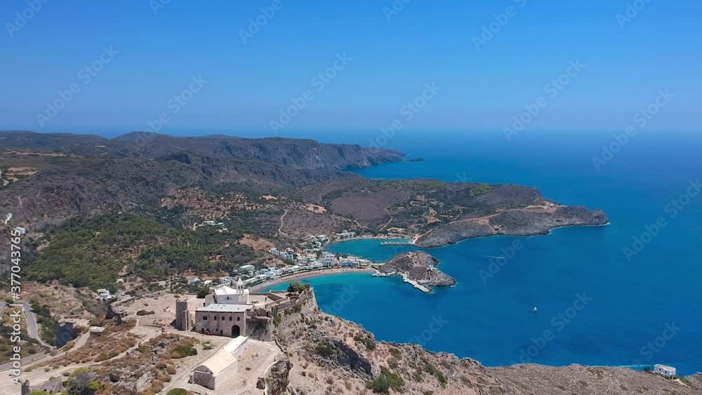 Aerial view over Kapsali and Chora in Kythera island, Greece Aerial view over Kapsali and Chora in Kythera island, Greece