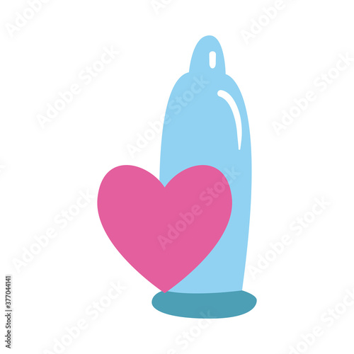 condom with heart flat style icon vector design