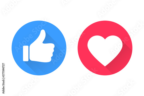 Thumbs and heart icon. Vector love and love icon. Like and like buttons ready for websites and mobile apps. Vector illustration photo