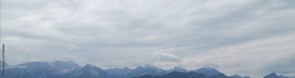 mountains in the fog