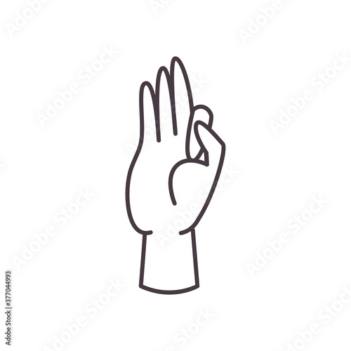 f hand sign language line style icon vector design