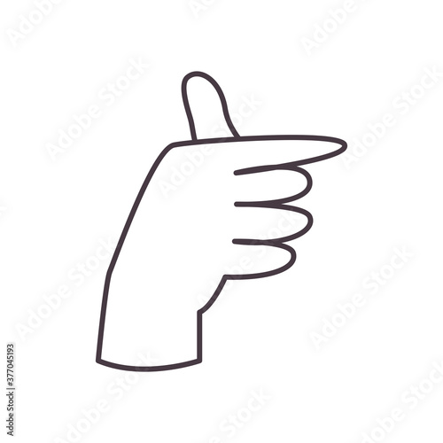 t hand sign language line style icon vector design