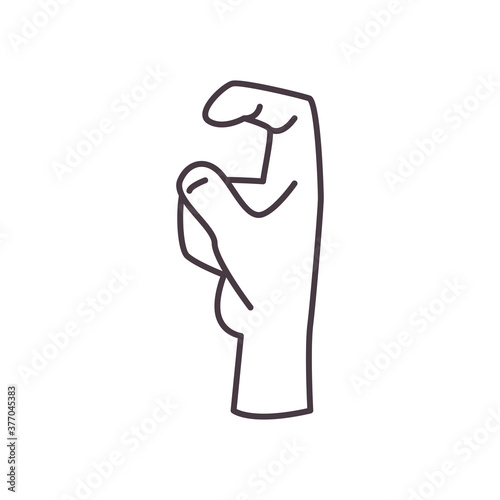 x hand sign language line style icon vector design