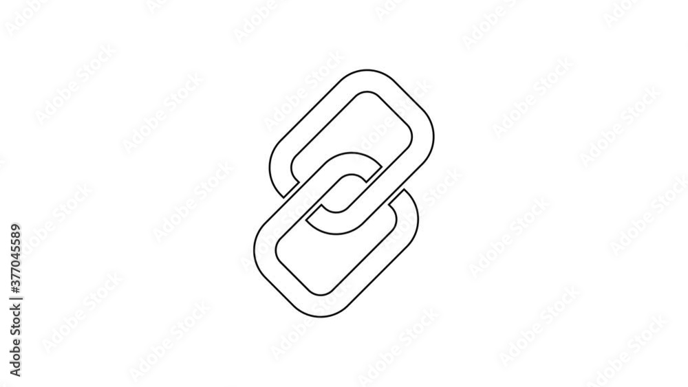 Black line Chain link icon isolated on white background. Link single. Hyperlink chain symbol. 4K Video motion graphic animation. Black line Chain link icon isolated on white background. Link single. Hyperlink chain symbol. 4K Video motion graphic animation.