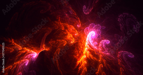 3D rendering abstract red fractal light background