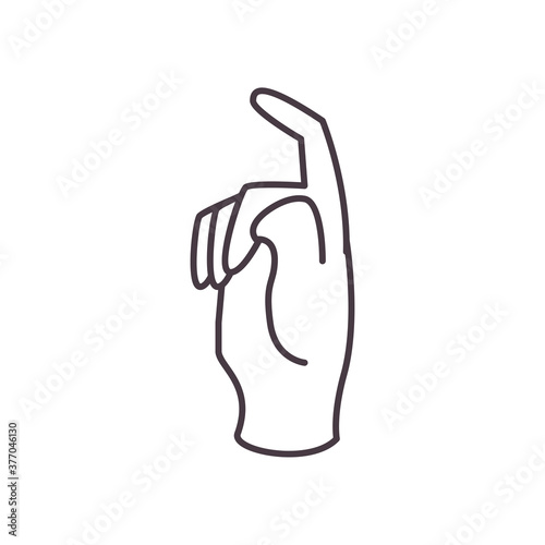 x hand sign language line style icon vector design