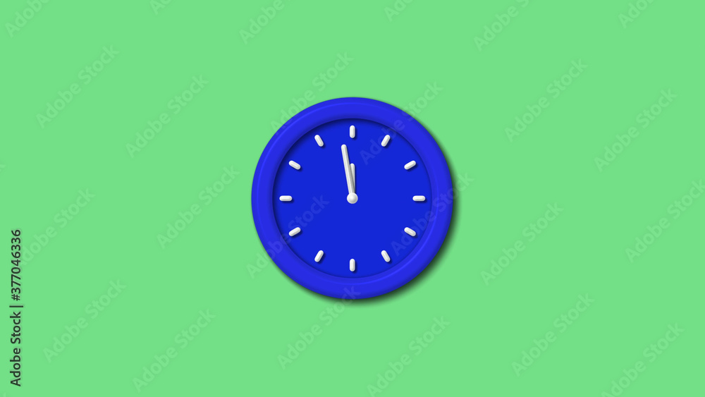 New blue color 3d wall clock on green light background,3d wall clock