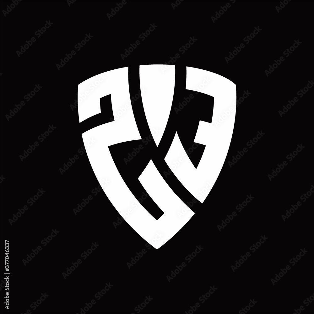 ZE Logo monogram with shield elements shape design template ZE Logo monogram with shield elements shape design template