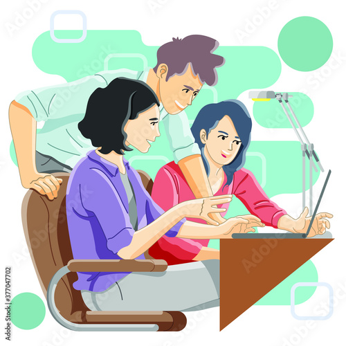 working together at office