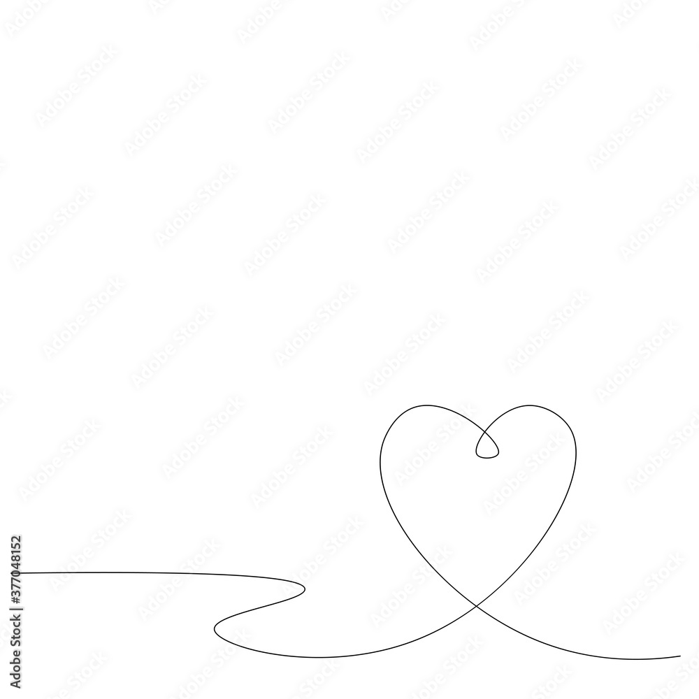 heart one line drawing vector illustration 