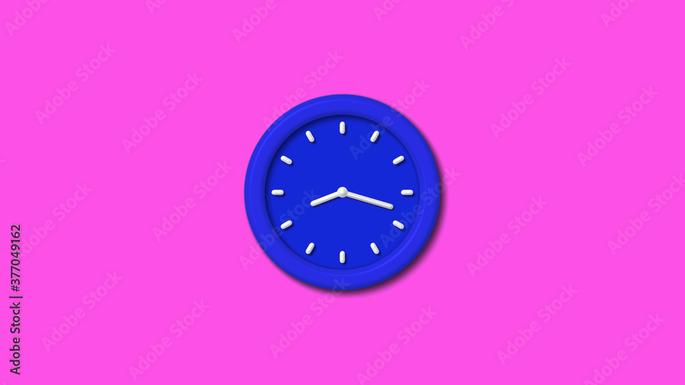 Best blue color 3d wall clock on pink background,Counting down wall clock Best blue color 3d wall clock on pink background,Counting down wall clock
