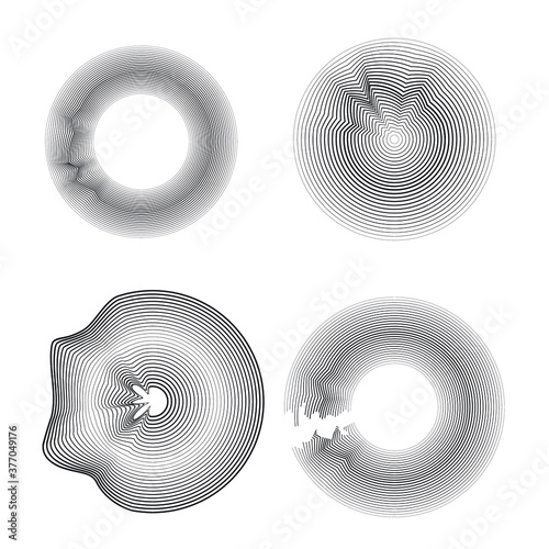 Flow lines in Circle Form . Cracked round Vector Illustration .Technology round. Wave Logo . Design element . Abstract Geometric shape .