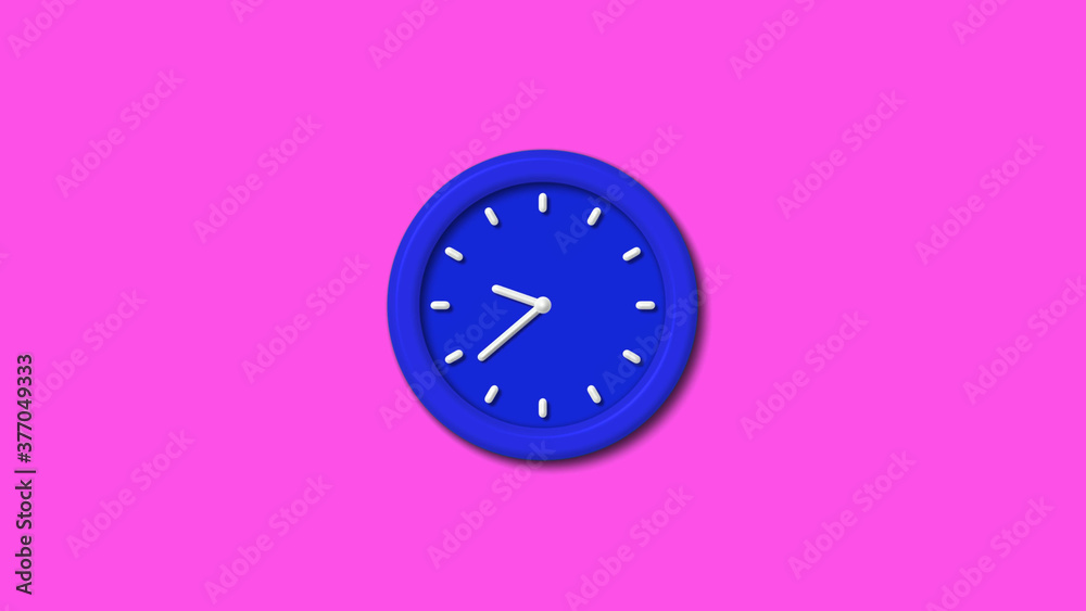 Best blue color 3d wall clock on pink background,Counting down wall clock Best blue color 3d wall clock on pink background,Counting down wall clock