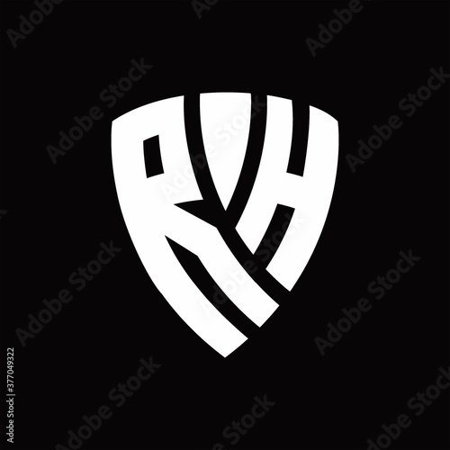 RH Logo monogram with shield elements shape design template