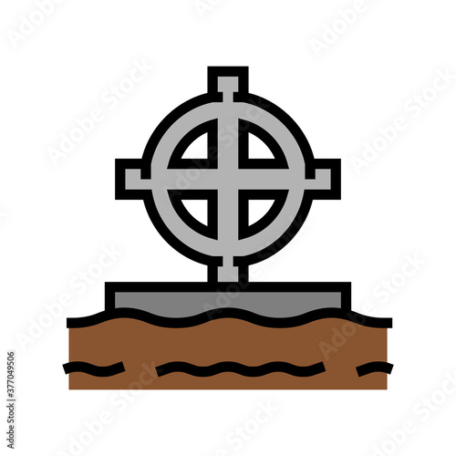 tomb cross color icon vector. tomb cross sign. isolated symbol illustration