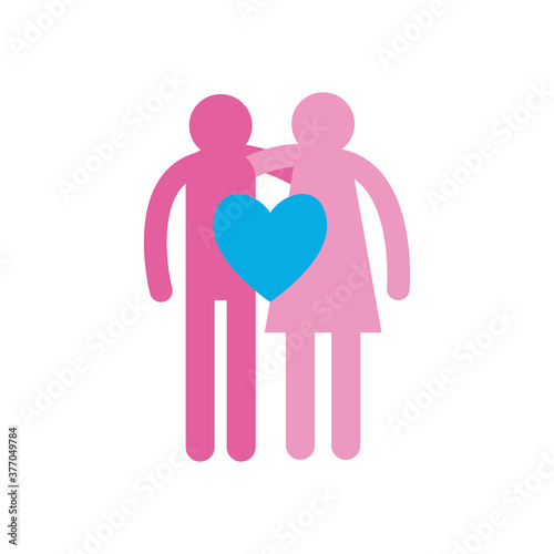 Couple of woman and man avatar flat style icon vector design