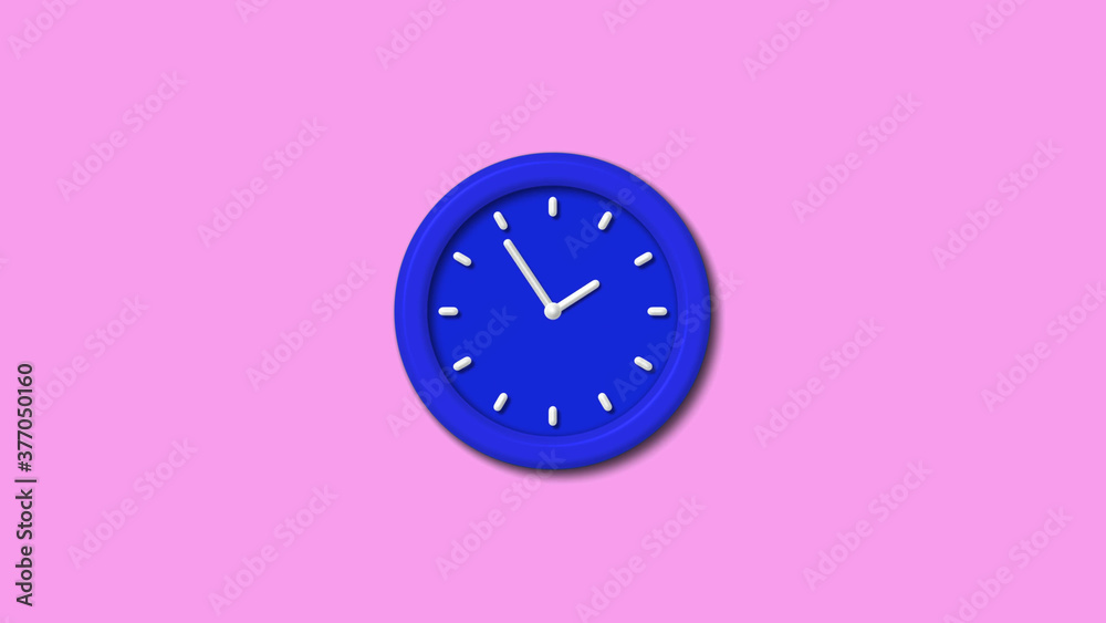 Blue color 3d wall clock icon on pink light background,wall clock Blue color 3d wall clock icon on pink light background,wall clock