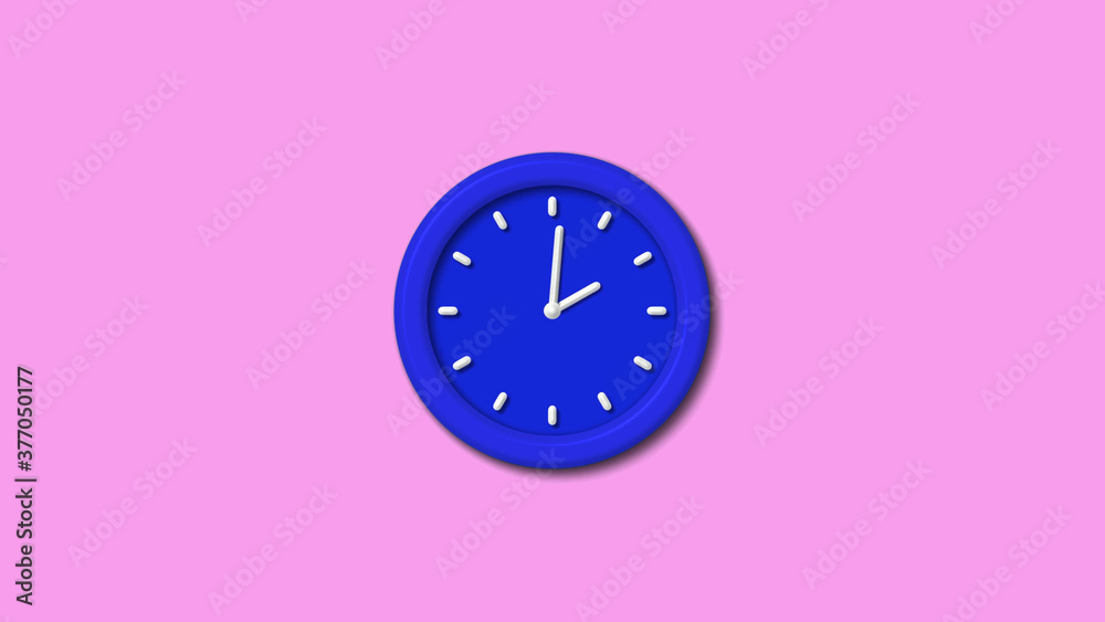 Blue color 3d wall clock icon on pink light background,wall clock Blue color 3d wall clock icon on pink light background,wall clock