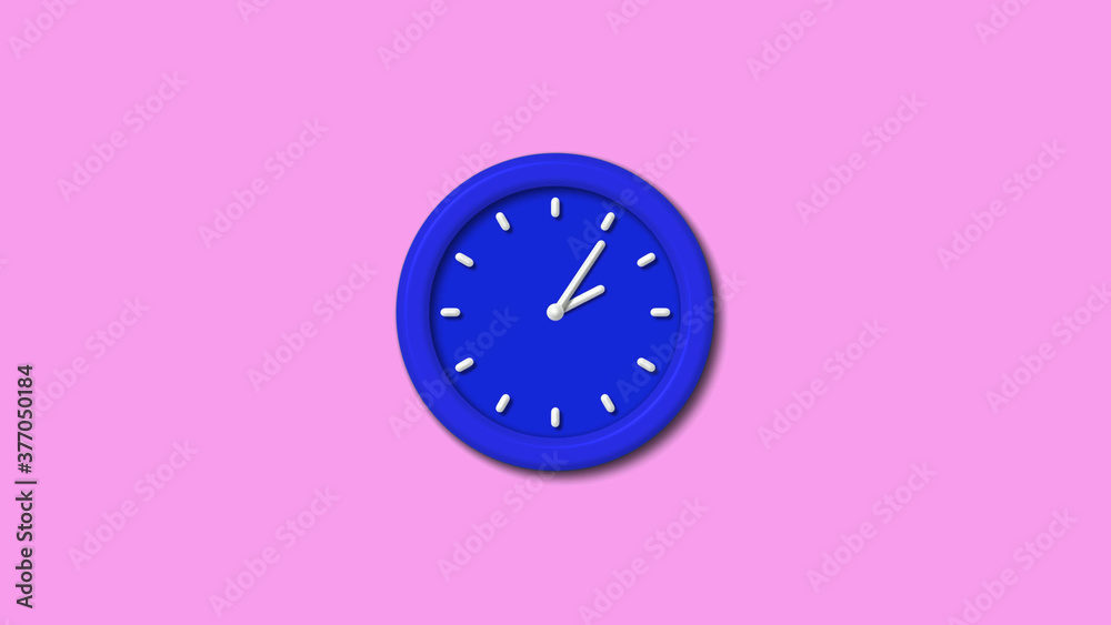 Blue color 3d wall clock icon on pink light background,wall clock Blue color 3d wall clock icon on pink light background,wall clock